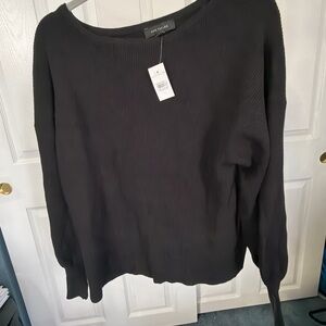 Ann Taylor Black Ribbed Long Sleeve Sweater NWT